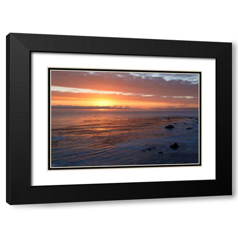 Pacific Sunset II Black Modern Wood Framed Art Print with Double Matting by Crane, Rita