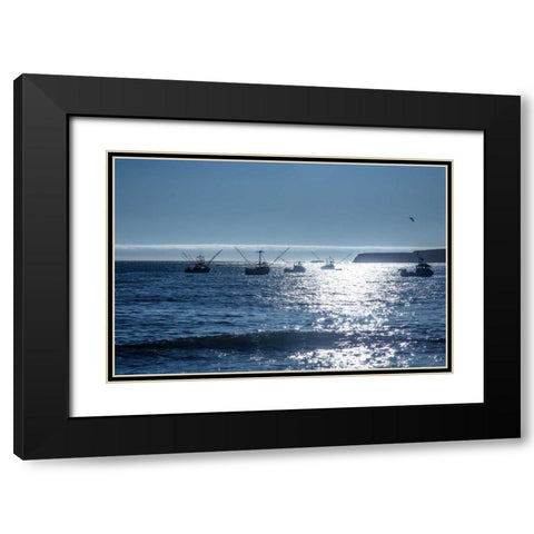 Fishing Boats I Black Modern Wood Framed Art Print with Double Matting by Crane, Rita