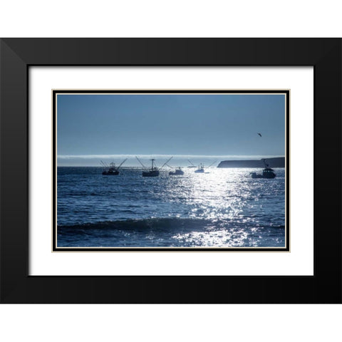 Fishing Boats I Black Modern Wood Framed Art Print with Double Matting by Crane, Rita