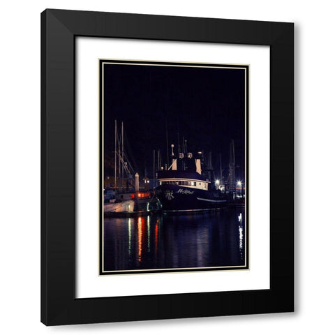 Harbor LIghts II Black Modern Wood Framed Art Print with Double Matting by Crane, Rita