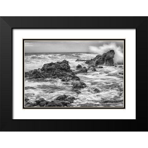 Hookipa BW Black Modern Wood Framed Art Print with Double Matting by Hellmann, Stan