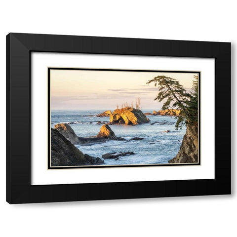 Sunset at Sunset Bay Black Modern Wood Framed Art Print with Double Matting by Hellmann, Stan