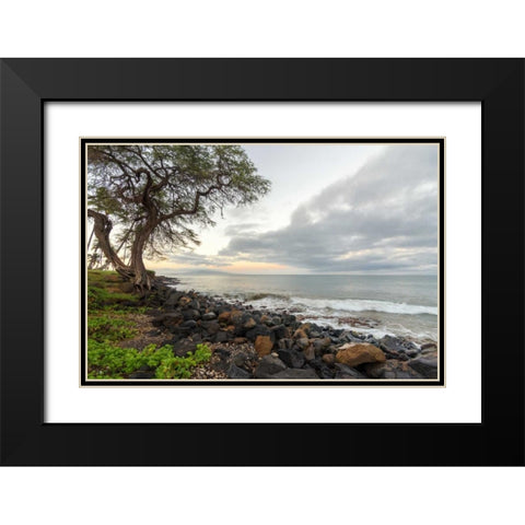 Kihei Sunrise Black Modern Wood Framed Art Print with Double Matting by Hellmann, Stan