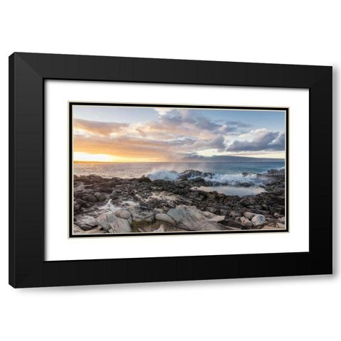 West Maui Sunset Black Modern Wood Framed Art Print with Double Matting by Hellmann, Stan