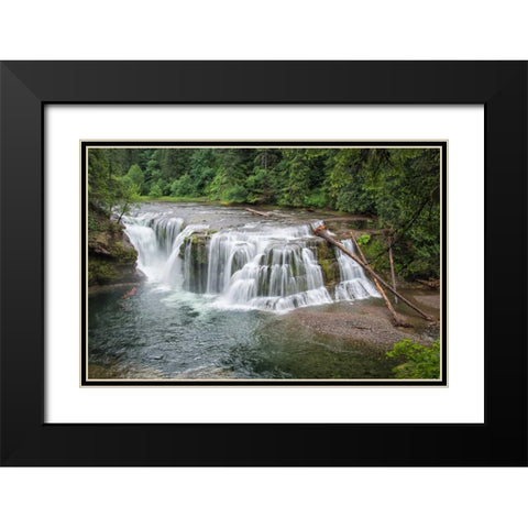 Lower Lewis River Falls Black Modern Wood Framed Art Print with Double Matting by Hellmann, Stan