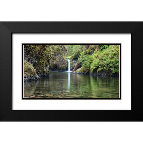 Punchbowl Falls Black Modern Wood Framed Art Print with Double Matting by Hellmann, Stan