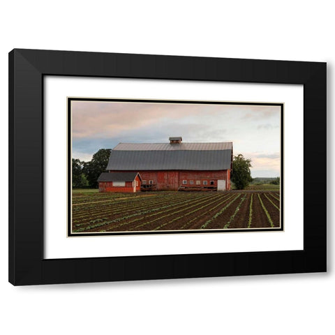 Mt. Angel Barn Black Modern Wood Framed Art Print with Double Matting by Hellmann, Stan