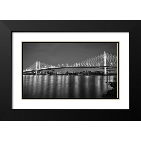 Tilikum Crossing BW Black Modern Wood Framed Art Print with Double Matting by Hellmann, Stan