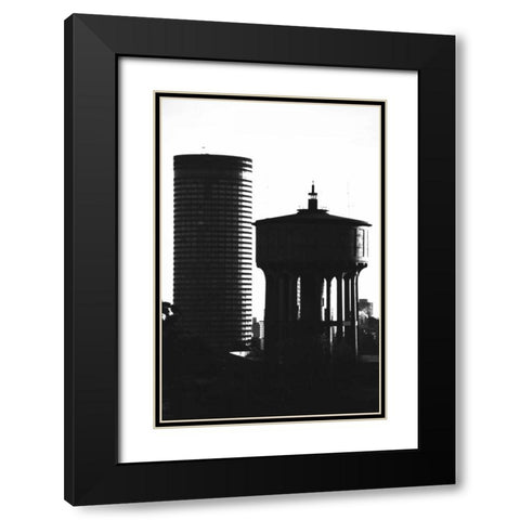 Ponte and Water Tower Black Modern Wood Framed Art Print with Double Matting by Hellmann, Stan