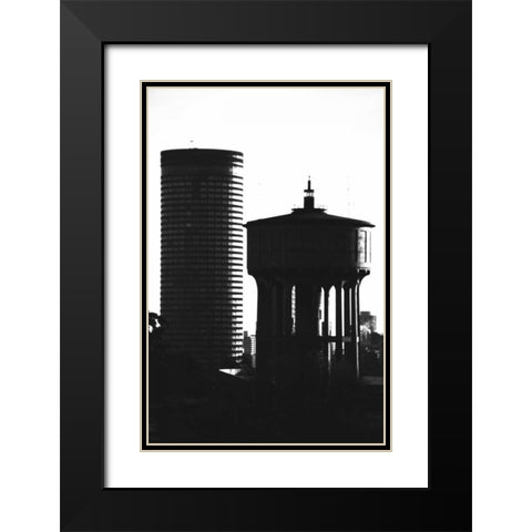 Ponte and Water Tower Black Modern Wood Framed Art Print with Double Matting by Hellmann, Stan