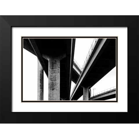 Freeways Black Modern Wood Framed Art Print with Double Matting by Hellmann, Stan