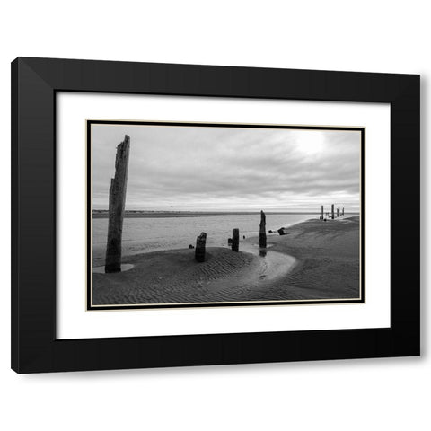 Pacific Beach BW Black Modern Wood Framed Art Print with Double Matting by Hellmann, Stan