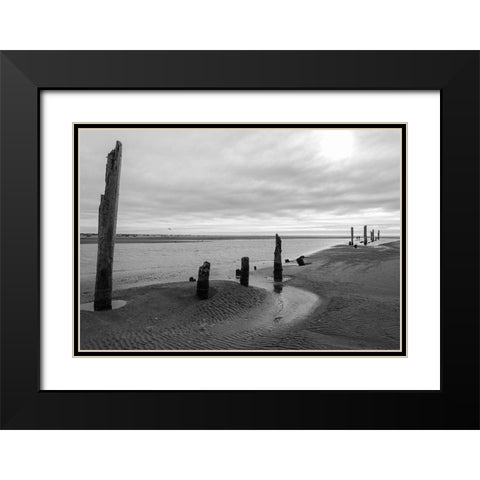 Pacific Beach BW Black Modern Wood Framed Art Print with Double Matting by Hellmann, Stan
