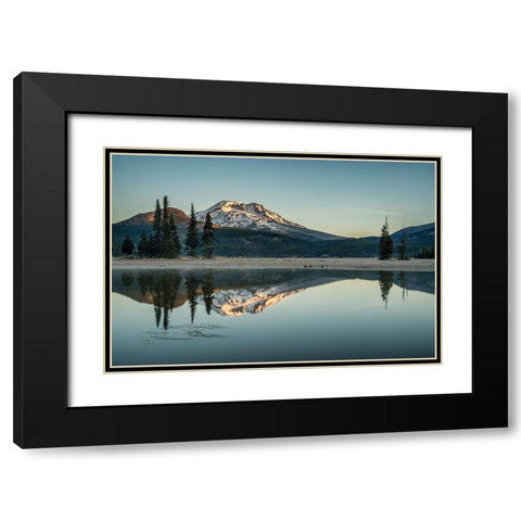 Sparks Lake Morning Black Modern Wood Framed Art Print with Double Matting by Hellmann, Stan