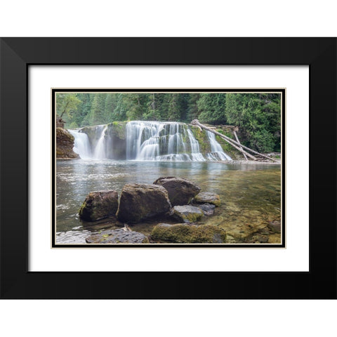 Lower Lewis River Falls Black Modern Wood Framed Art Print with Double Matting by Hellmann, Stan