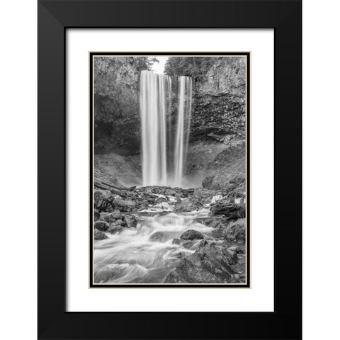 Tamanawas Falls II BW Black Modern Wood Framed Art Print with Double Matting by Hellmann, Stan