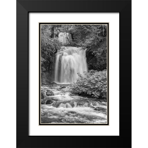 Twin Falls BW Black Modern Wood Framed Art Print with Double Matting by Hellmann, Stan