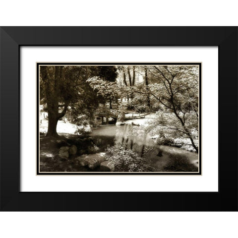 Garden Bridge I Black Modern Wood Framed Art Print with Double Matting by Hausenflock, Alan