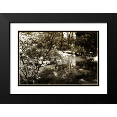 Garden Bridge II Black Modern Wood Framed Art Print with Double Matting by Hausenflock, Alan