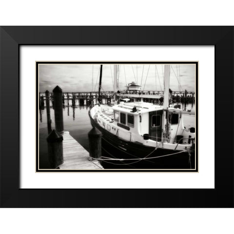 Cambridge Docks I Black Modern Wood Framed Art Print with Double Matting by Hausenflock, Alan