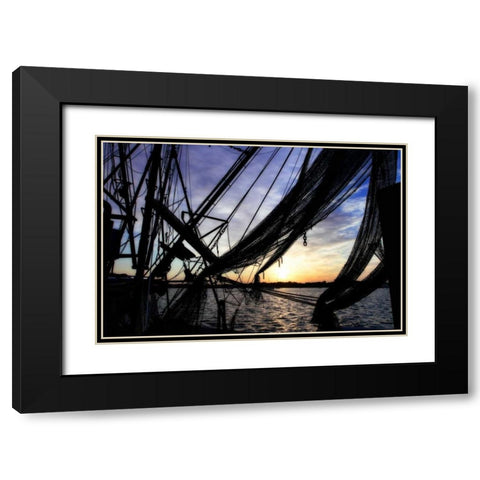 Shrimpers at Sunrise I Black Modern Wood Framed Art Print with Double Matting by Hausenflock, Alan