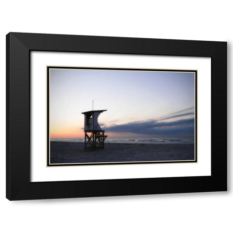 Lifeguard Station Black Modern Wood Framed Art Print with Double Matting by Hausenflock, Alan
