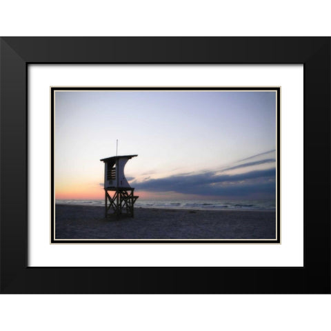 Lifeguard Station Black Modern Wood Framed Art Print with Double Matting by Hausenflock, Alan
