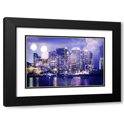 City Lights II Black Modern Wood Framed Art Print with Double Matting by Hausenflock, Alan