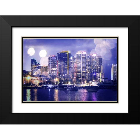 City Lights II Black Modern Wood Framed Art Print with Double Matting by Hausenflock, Alan