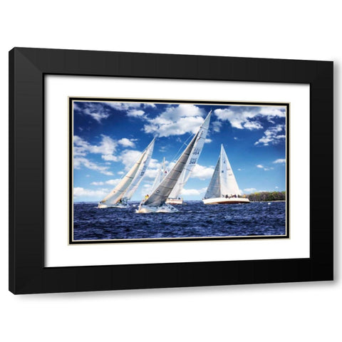 Day Sailing II Black Modern Wood Framed Art Print with Double Matting by Hausenflock, Alan
