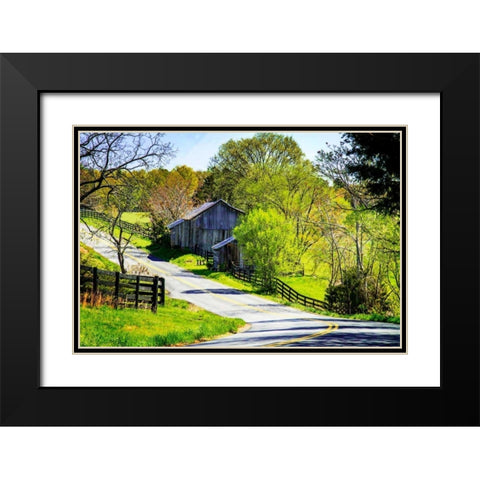 Winding Road Black Modern Wood Framed Art Print with Double Matting by Hausenflock, Alan