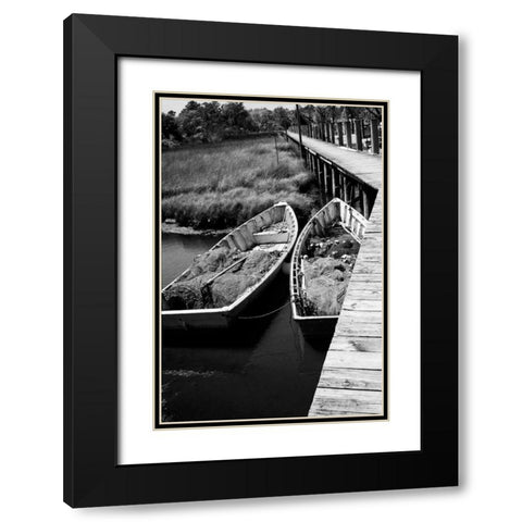 Nets and Boats I Black Modern Wood Framed Art Print with Double Matting by Hausenflock, Alan