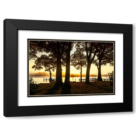 Cobb Island Sunrise III Black Modern Wood Framed Art Print with Double Matting by Hausenflock, Alan