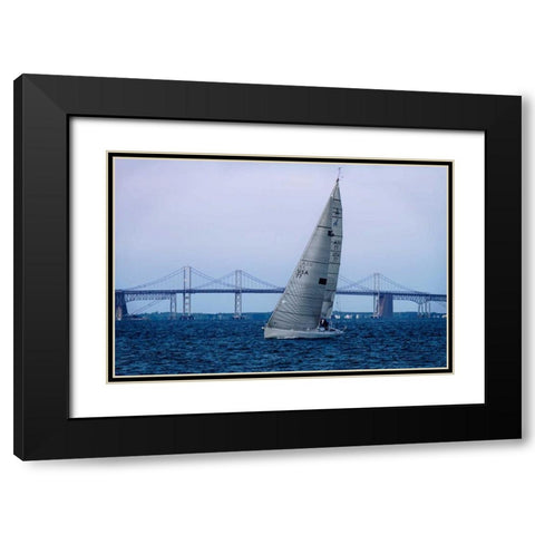Sailing At Dusk II Black Modern Wood Framed Art Print with Double Matting by Hausenflock, Alan