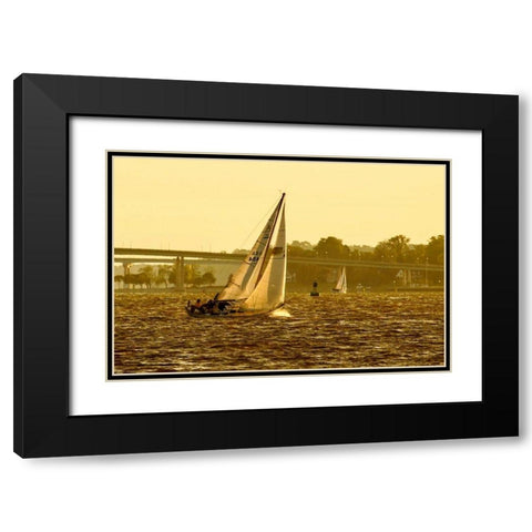 Severn River Sailing I Black Modern Wood Framed Art Print with Double Matting by Hausenflock, Alan