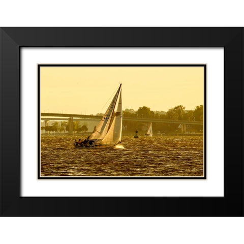 Severn River Sailing I Black Modern Wood Framed Art Print with Double Matting by Hausenflock, Alan