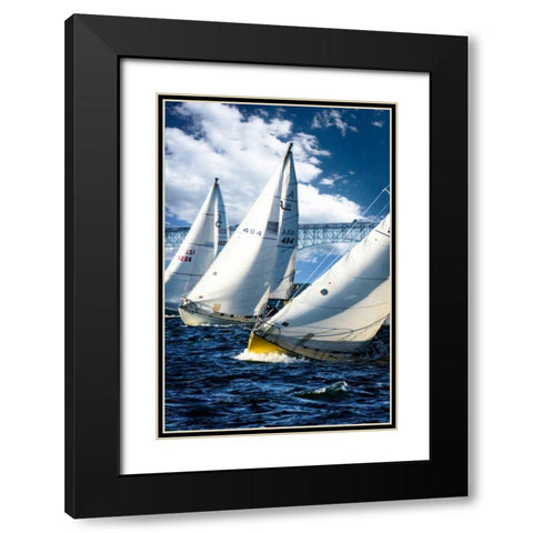 Racing To The Buoy Black Modern Wood Framed Art Print with Double Matting by Hausenflock, Alan