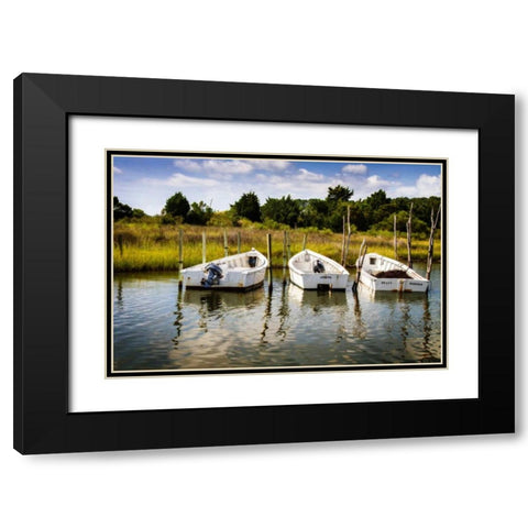 Three Small Boats I Black Modern Wood Framed Art Print with Double Matting by Hausenflock, Alan