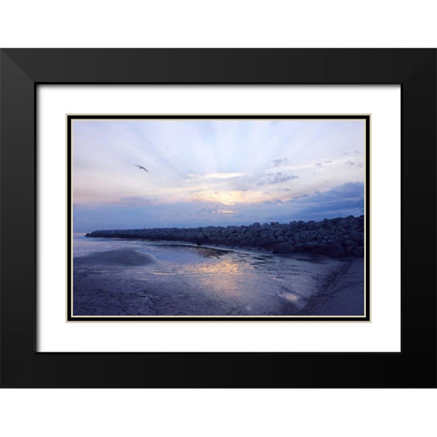 Cedar Island Sunrise Black Modern Wood Framed Art Print with Double Matting by Hausenflock, Alan