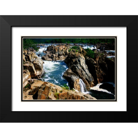 Great Falls II Black Modern Wood Framed Art Print with Double Matting by Hausenflock, Alan