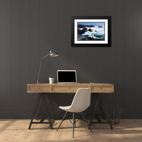 Churning Surf Black Modern Wood Framed Art Print with Double Matting by Hausenflock, Alan