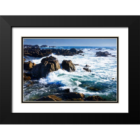 Churning Surf Black Modern Wood Framed Art Print with Double Matting by Hausenflock, Alan