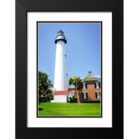 Saint Simons Lighthouse II Black Modern Wood Framed Art Print with Double Matting by Hausenflock, Alan