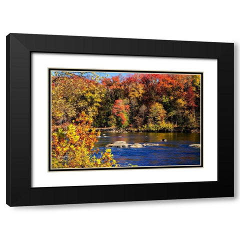 Autumn by the River I Black Modern Wood Framed Art Print with Double Matting by Hausenflock, Alan