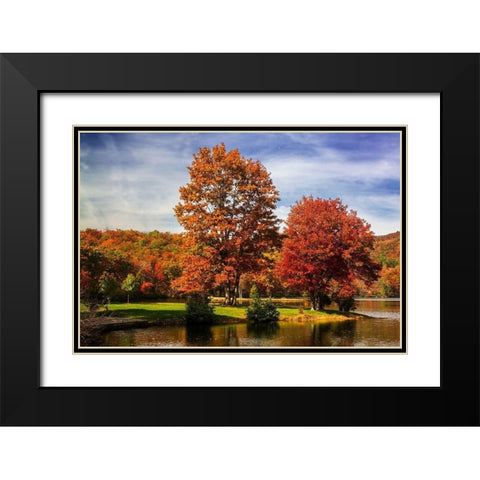 Autumn by the River II Black Modern Wood Framed Art Print with Double Matting by Hausenflock, Alan