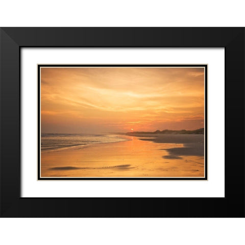 Golden Sunset Beach II Black Modern Wood Framed Art Print with Double Matting by Hausenflock, Alan