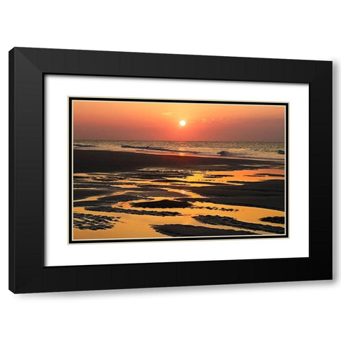 Bright Coral Sunrise Black Modern Wood Framed Art Print with Double Matting by Hausenflock, Alan