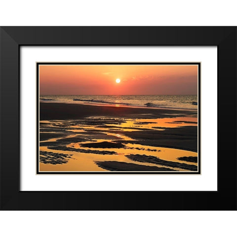 Bright Coral Sunrise Black Modern Wood Framed Art Print with Double Matting by Hausenflock, Alan