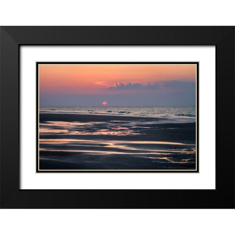 Pink Sun in Haze Black Modern Wood Framed Art Print with Double Matting by Hausenflock, Alan