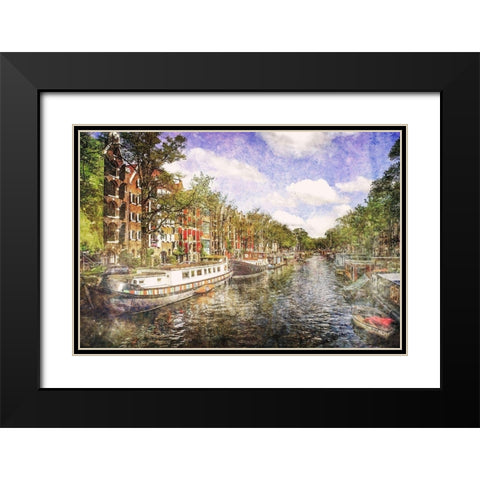 Amsterdam Waterway Black Modern Wood Framed Art Print with Double Matting by Hausenflock, Alan